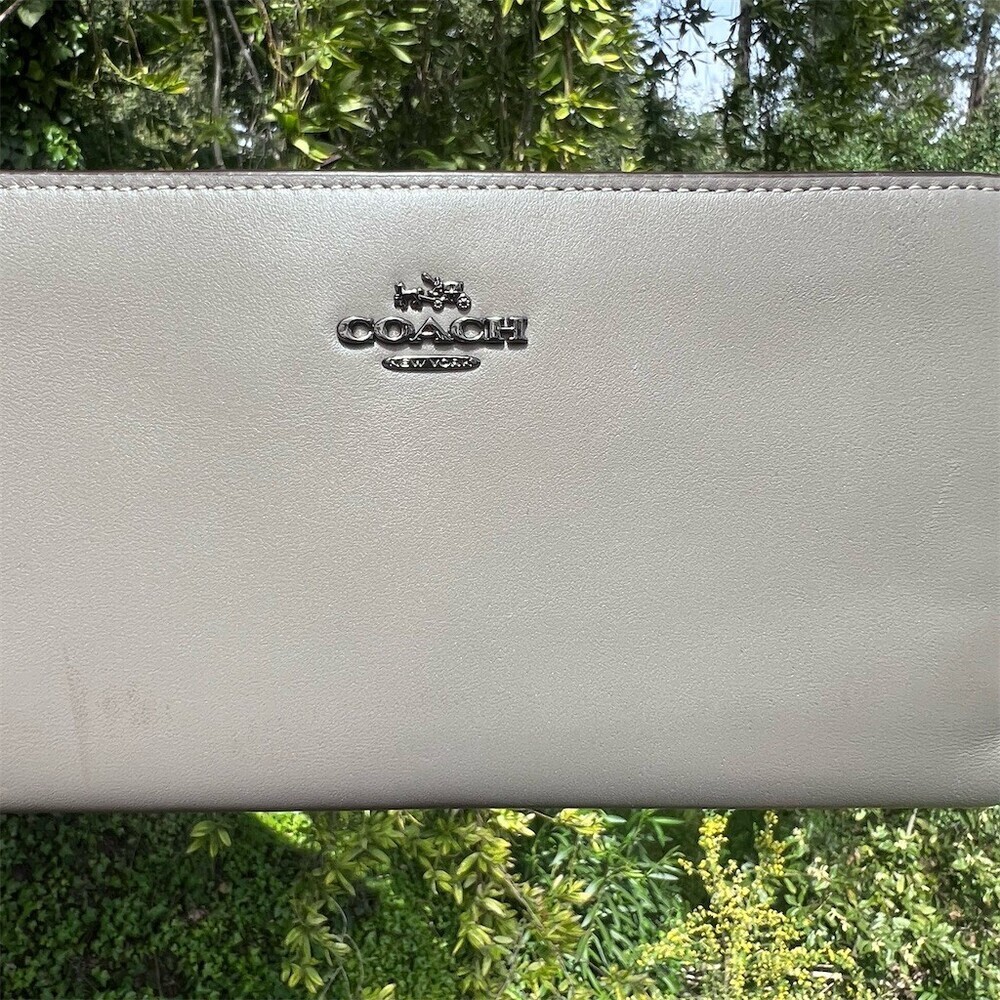 COACH Gray Leather Slim Wallet Credit Card Holder w Silver Hardware AUTHENTIC - Picture 4 of 9
